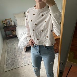 Daisy Print Cropped Sweatshirt